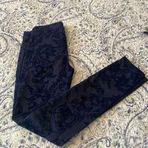 Elegant navy pants with velvet embroidered floral BRAND NEW